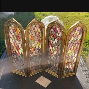 4-Panel Stained Glass Decorative Screen by Valerie